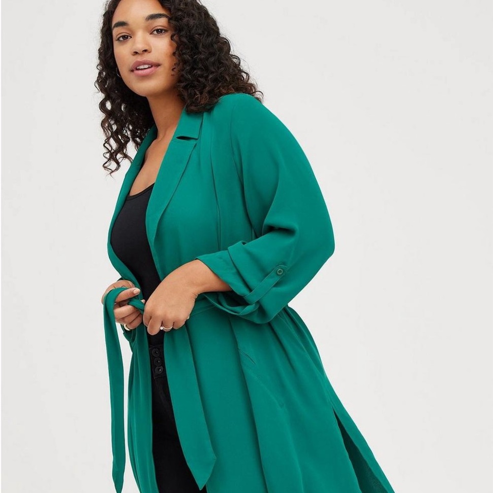 Green chiffon Trench Torrid- 00 Size